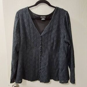 City Chic Black Lace V-Neck Top